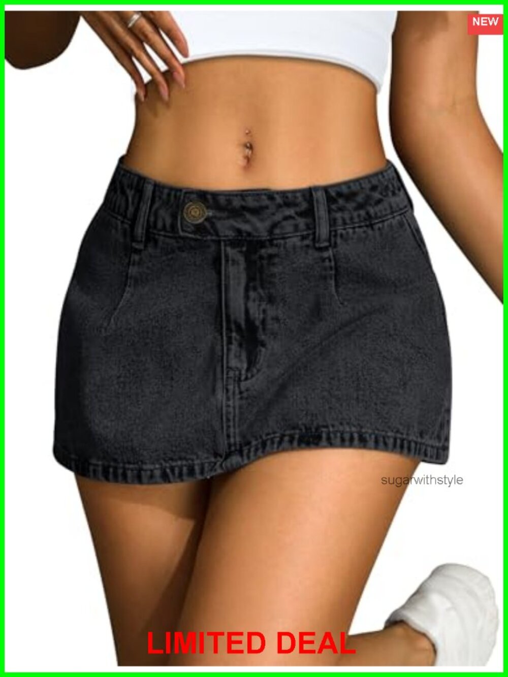 Women's Stretch Denim Mini Skort Low Waist